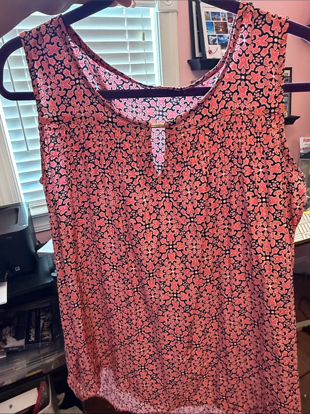 Women's Pink Patterned Sleeveless Top